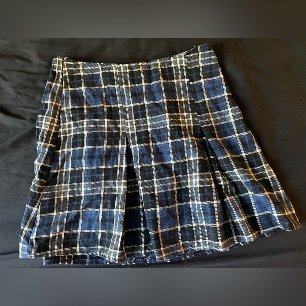 Brandy Melville Blue Plaid Pleated Skirt